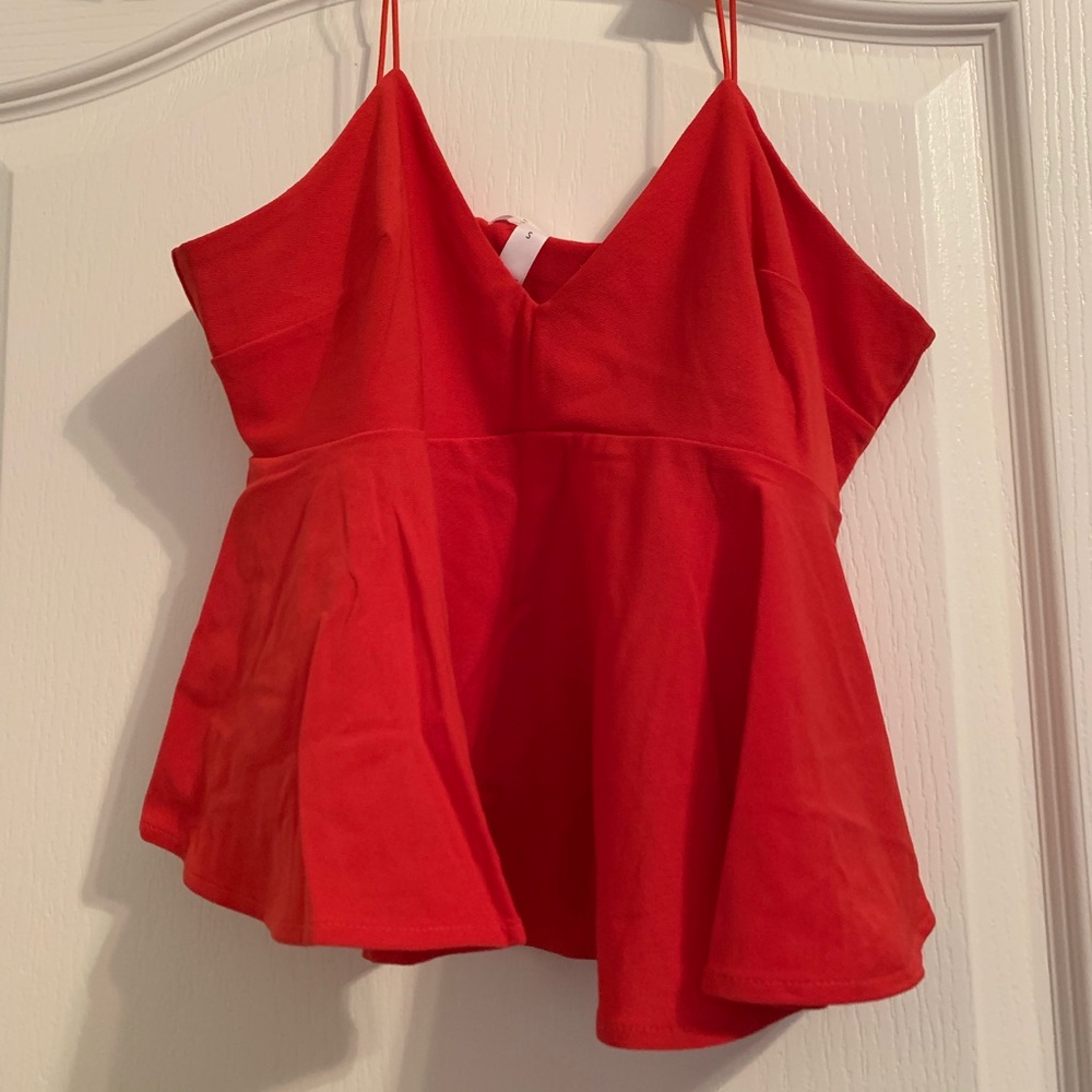 Leith Red Pleated Crop Top